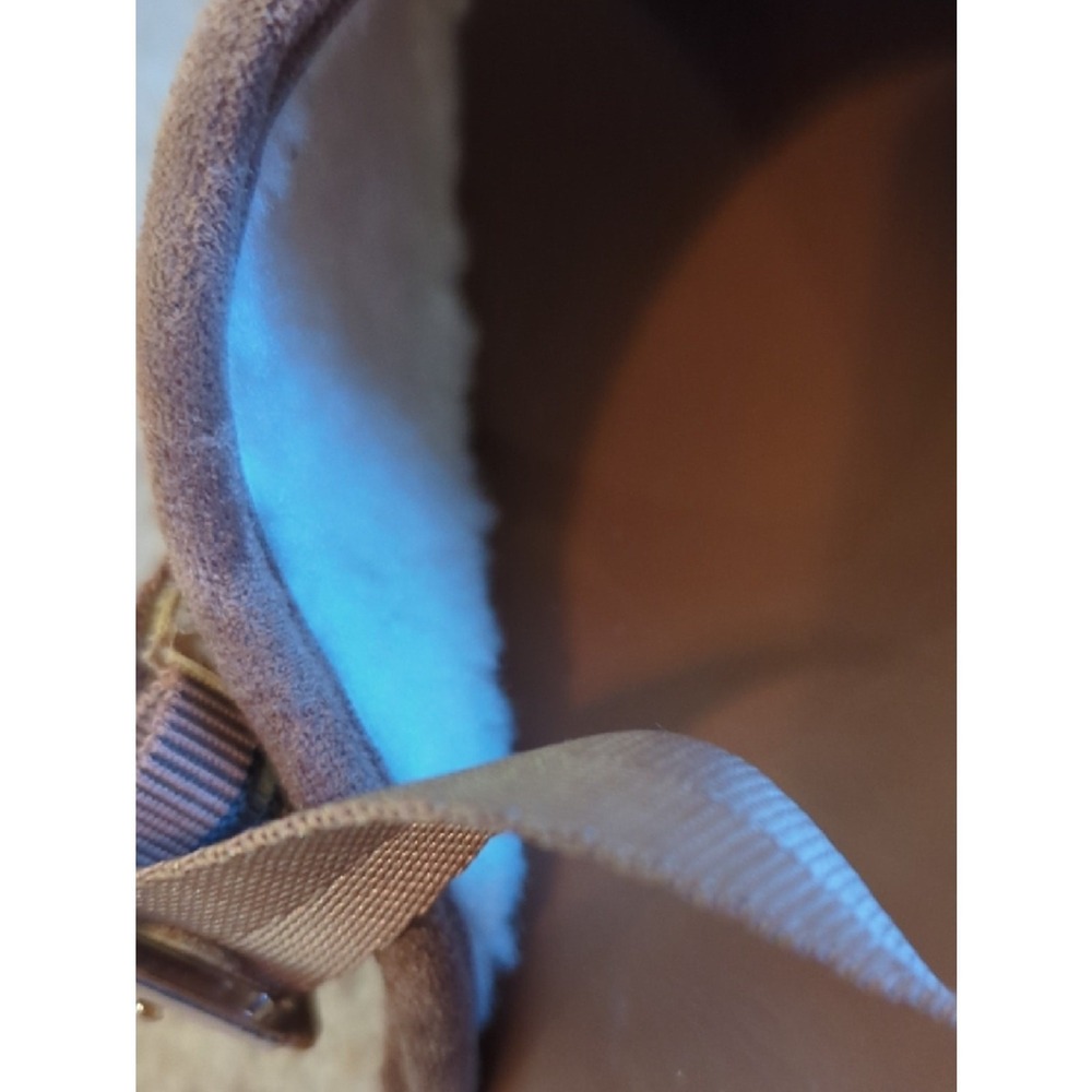 Madden NYC Faux Suede Platform Slip-On Shoes Sherpa Lined Tan Cozy Casual - Picture 7 of 8